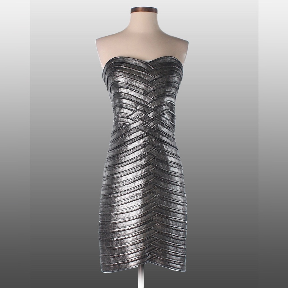 BCBGMaxAzria Metallic Strapless Dress